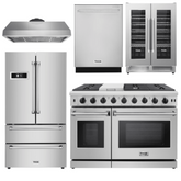 Thor Appliance Package - 48 In. Gas Range, Range Hood, Refrigerator, Dishwasher & Wine Cooler, AP-LRG4087U-4